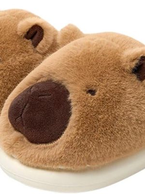 img-3ade0fbb086205ce3959 Cute plush warm animal slippers for women.