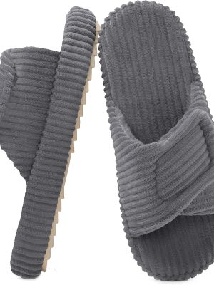 img-be7524badbfb54bb2395 2-pack womens open-toe memory foam corduroy slippers