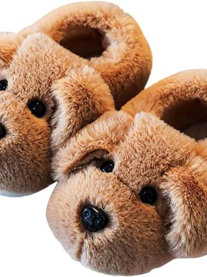 img-d257f506d30d3420660f Kids cartoon dog warm slippers two pairs.